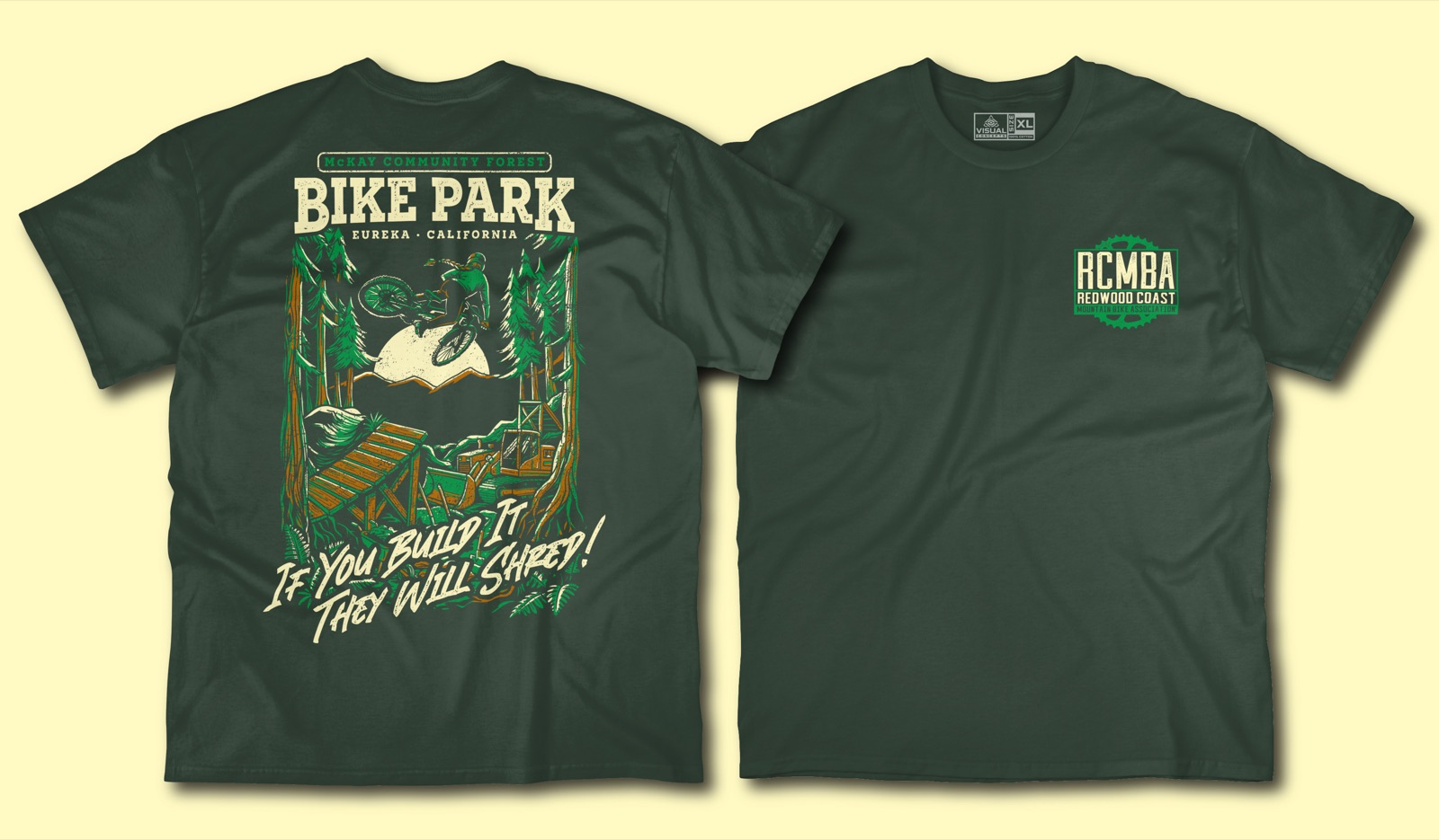 McKay Bike Park fundraiser shirt — front and back